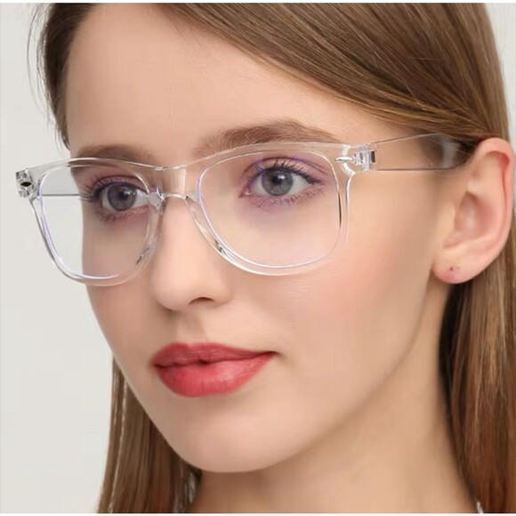 Transparent Computer Glasses Frame Women Men Anti Blue Light square Eyewear Bloc - Picture 3 of 7